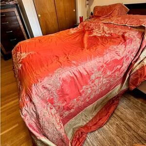 Vintage Ornate Embroidered Orange Charter Club King Size Duvet Set